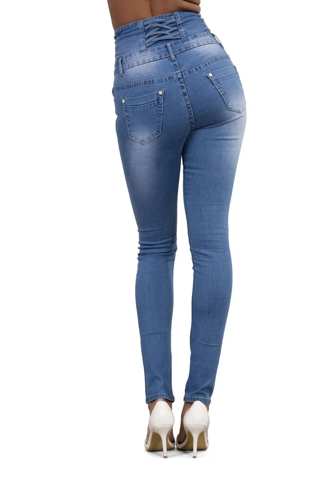 Женские сексуальные обтягивающие Стрейчевые обтягивающие джинсы с высокой талией больших размеров на осень и зиму