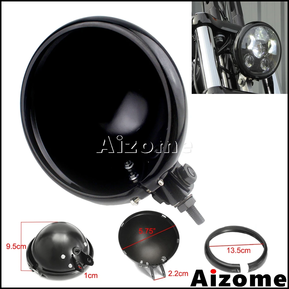 7" Motorcycle LED Black Headlight HeadLamp Housing Cover For Harley Dyna XL1200