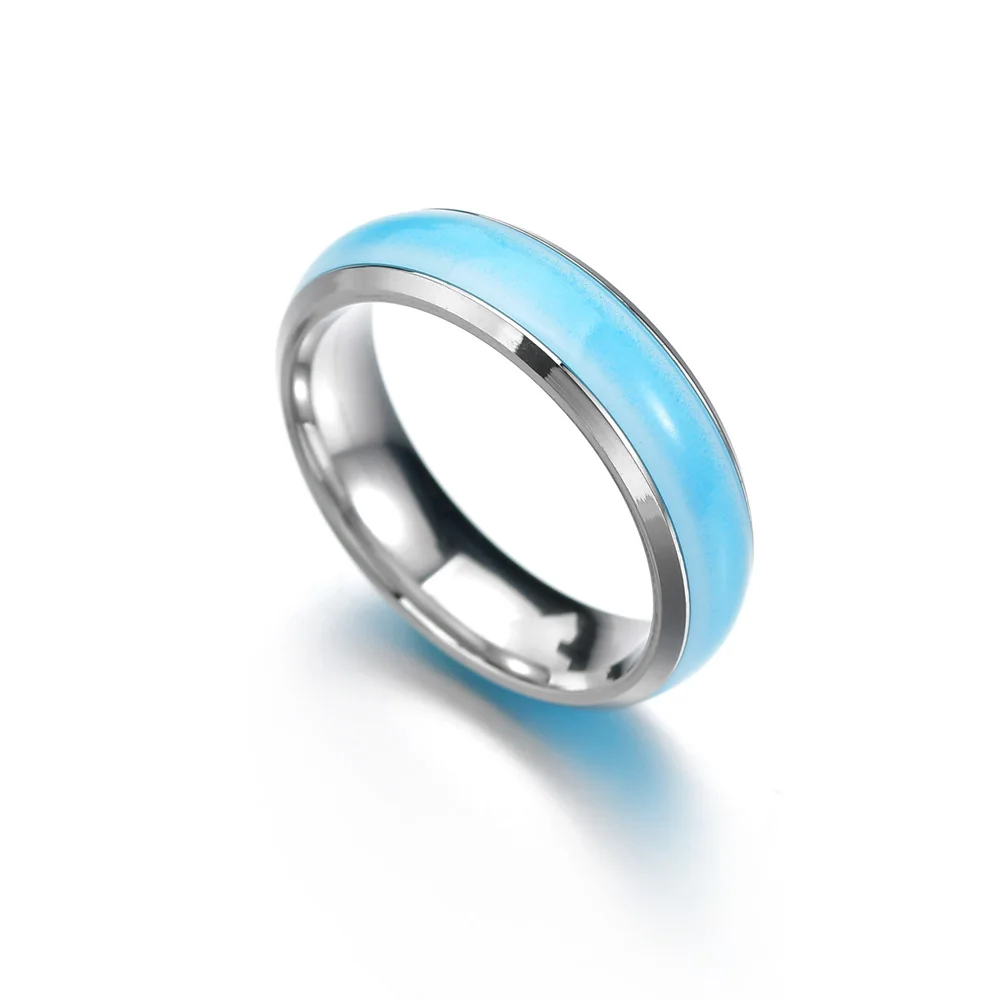WANTME, модное, креативное, новое, светящееся кольцо из нержавеющей стали, порошок, синий, сплошной цвет, титановая сталь, пара колец, для женщин и мужчин, ювелирное изделие