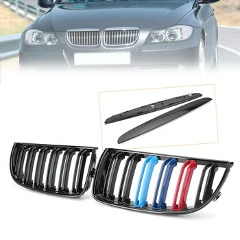 

For BMW E90 Car Front Grille M-Color Grill 3 Series E91 320i 323i 328i 335i 2004 2005 2006 2007 2Pcs ABS Plastic