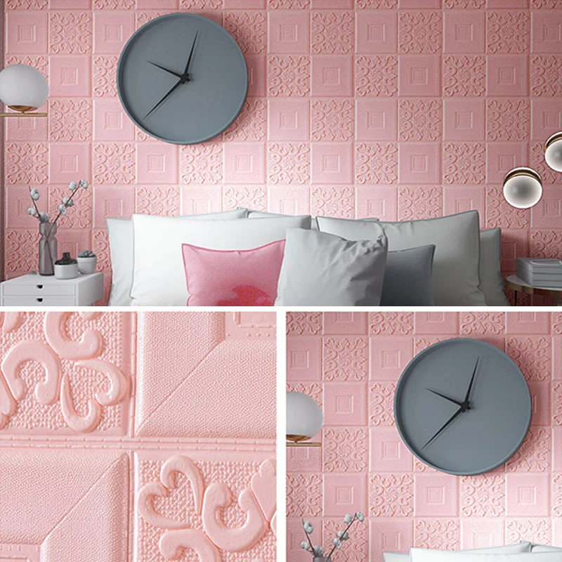 

70*77 3D Brick Wall Stickers DIY Self Adhensive Decor Foam Waterproof Wall Covering Wallpaper For TV Background Kids Living Room