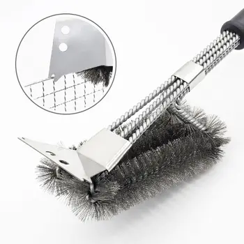 

New Stainless Steel Barbecue Cleaning Brush Household Wire Bristles Grill Grates Brush And Scraper #m