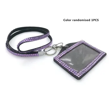 

Colorful Stickers Diamond Certificate Card Cover Double Row Crystal Card Sets Lanyard Certificate Card Lanyard