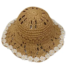 Летняя соломенная шляпа для маленьких девочек, складная пляжная шляпа для защиты от солнца с широкими полями/соломенная шляпа ручной работы для маленьких девочек