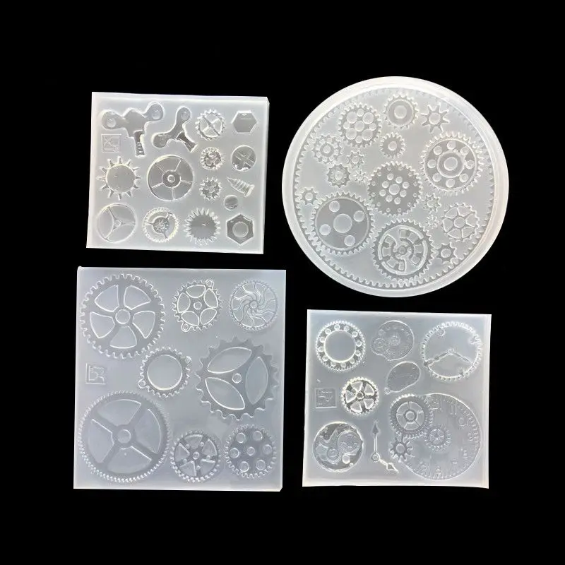 1pcs UV Resin Jewelry Liquid Silicone Mold Punk Style Gear Resin Charms Pendant Molds For DIY Intersperse Decorate Making 1pcs lot uv pink resin jewelry liquid silicone mold silica gel gasket silicone charms molds for diy decorate making jewelry