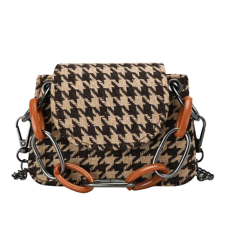 Mini Korean Style New Princess Bags Fashion Vintage Lattice Hand Bag Girls Houndstooth Small Shoulder Messenger Bag All-match