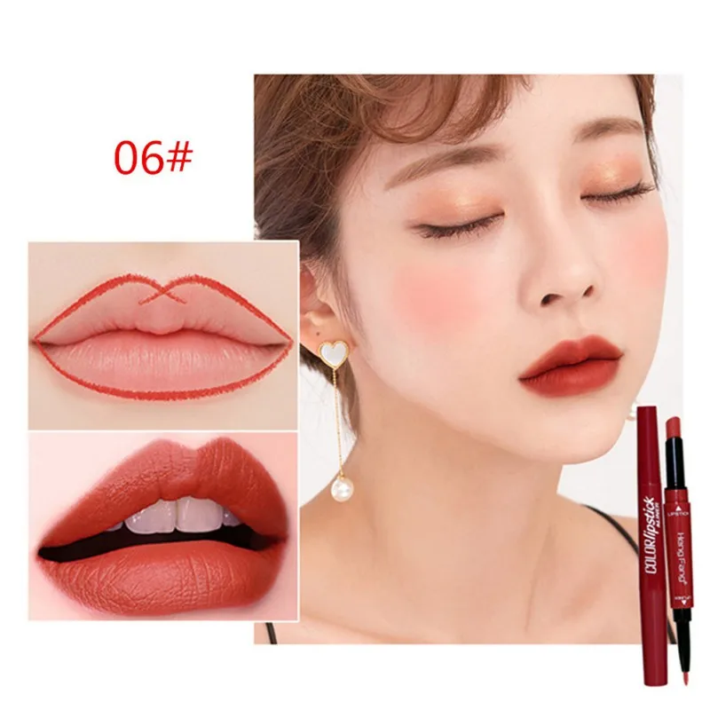 Double Lipstick Lip Liner Set Long-lasting Waterproof Smudge-proof Colorfast Easy To Color Lipstick Kit