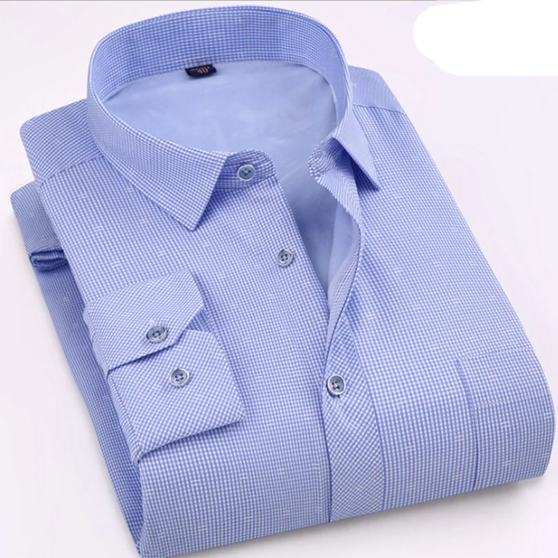 Мужские повседневные однобортные рубашки Camisa с добавлением шерсти и кашемира, дышащие удобные теплые рубашки для зимы и осени - Цвет: sky blue