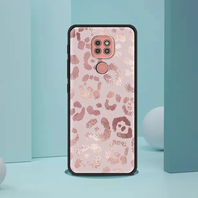 Black Case For Moto One Fusion G9 G8 Play Plus G10 Power G30 E6s One Hyper G Stylus Edge G60 G50 Gold Pink Rose Glitter Hearts B09