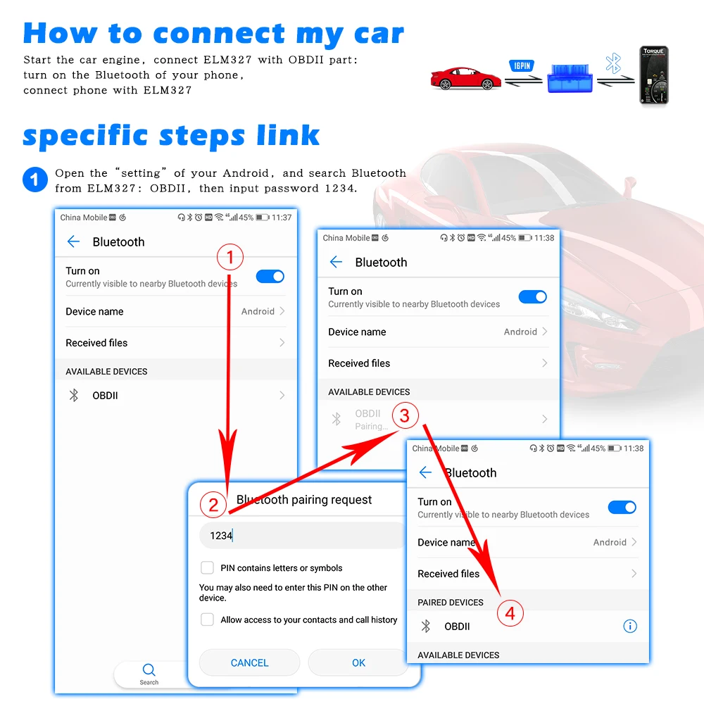 Диагностический сканер OBD2 10 шт. ELM327 V1.5 PIC18F25K80 elm 327 v1.5 для Android/ПК Bluetooth OBD 2