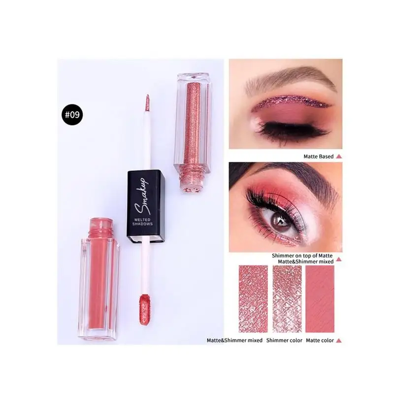 Ten-color Double-headed Eyeshadow Pearlescent Palette Liquid Matte Brightening Eye Makeup Professional Makeup Tools - Цвет: 9