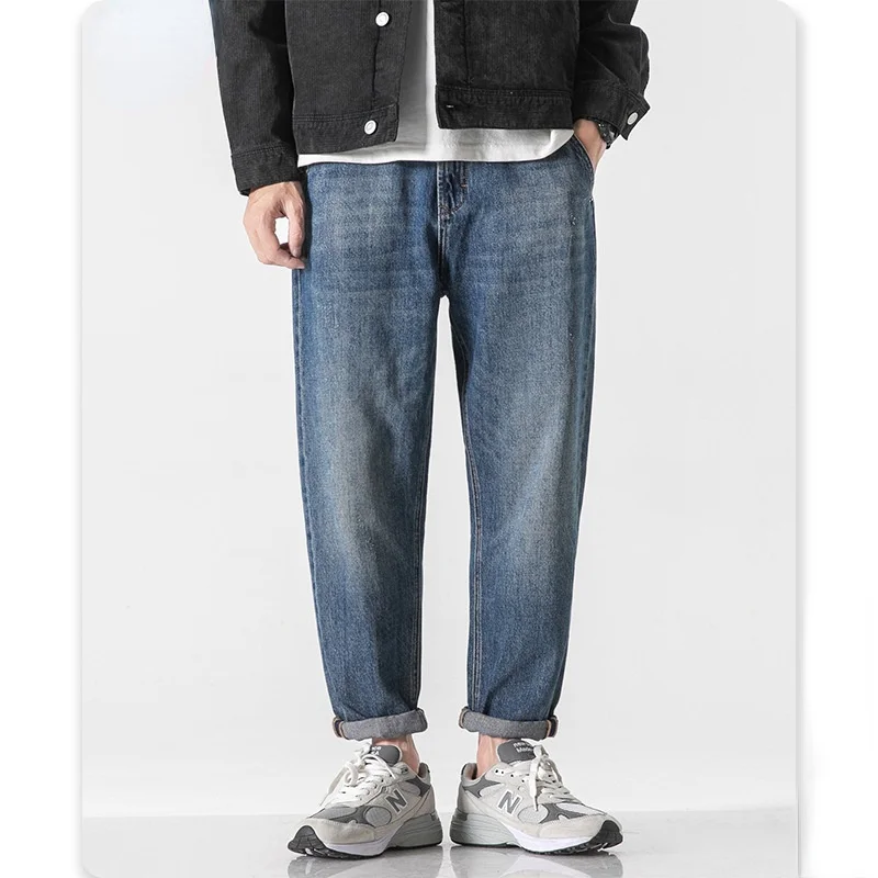 Men Jeans Fashion Loose Straight New Casual Wide Leg Pants Male Streetwear Korean HipHop Autumn Trousers Plus Size Retro Clothes 1