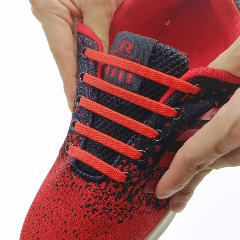 TILUSERO 16Pcs/Lot Running Elastic Silicone ShoeLace All Sneaker No Tie Silicone Shoe Laces Creative Shoelaces For Unisex