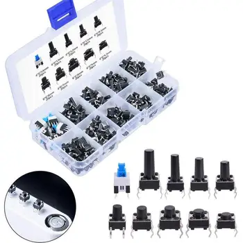 

180PCS Tactile Push Button Switch 10 Values Mini Momentary Tact Assorted Kits