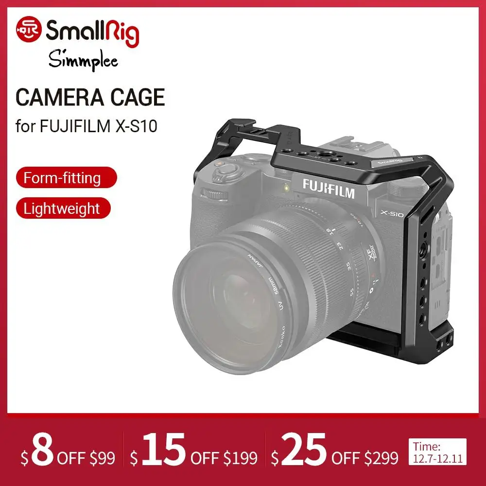 

SmallRig DSLR Camera Cage Housing Case Cold Shoe 1/4'' Arri Hole for FUJIFILM X-S10 Camera 3087