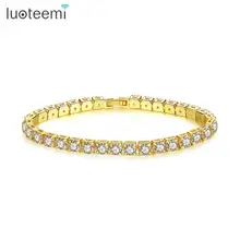 LUOTEEMI AAA+ CZ серебряный золотой цвет Теннисный браслет и браслеты для женщин Свадебные обручение Модные Ювелирные изделия Браслеты Mujer подарки