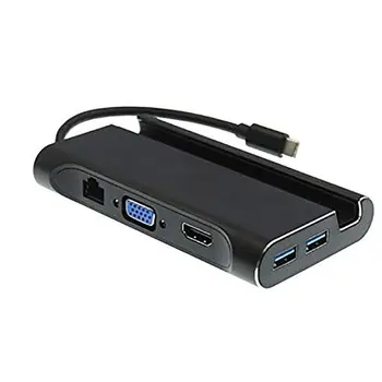 

Type-C to HDMI/VGA RJ45 HUB Adapter Mini TypeC Docking Station With Phone Bracket Type C Docking Station with Phone Holder Stand