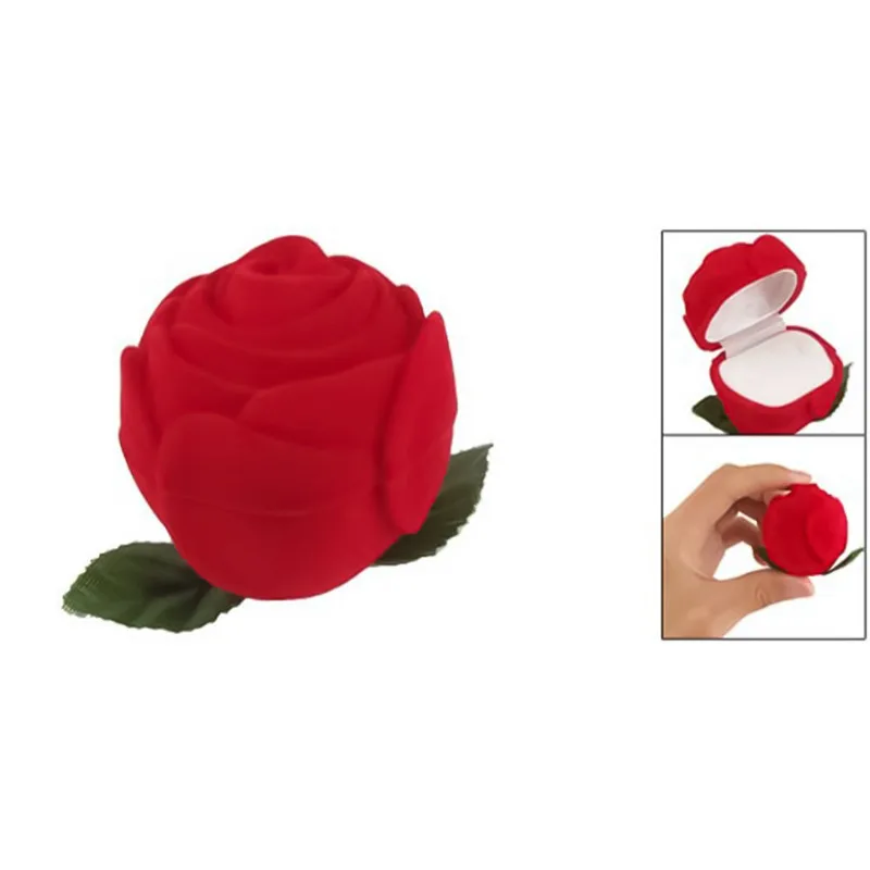 

Red Rose Jewelry Box Wedding Ring Gift Case Earrings Storage Display Holder Wedding decoration