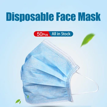 

50pcs Disposable Face Masks Earloop3 Layers Anti-Dust Protective Masks