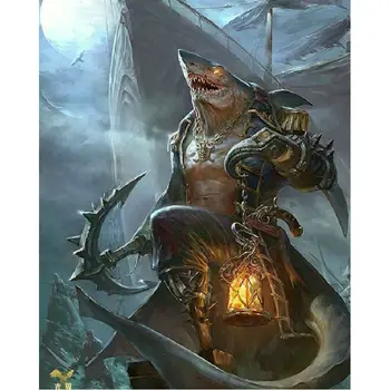 

5D DIY Diamond Painting Cross Stitch Cartoon rhinestones diamond Embroidery Pirate shark picture painting wall decor Oil lamp