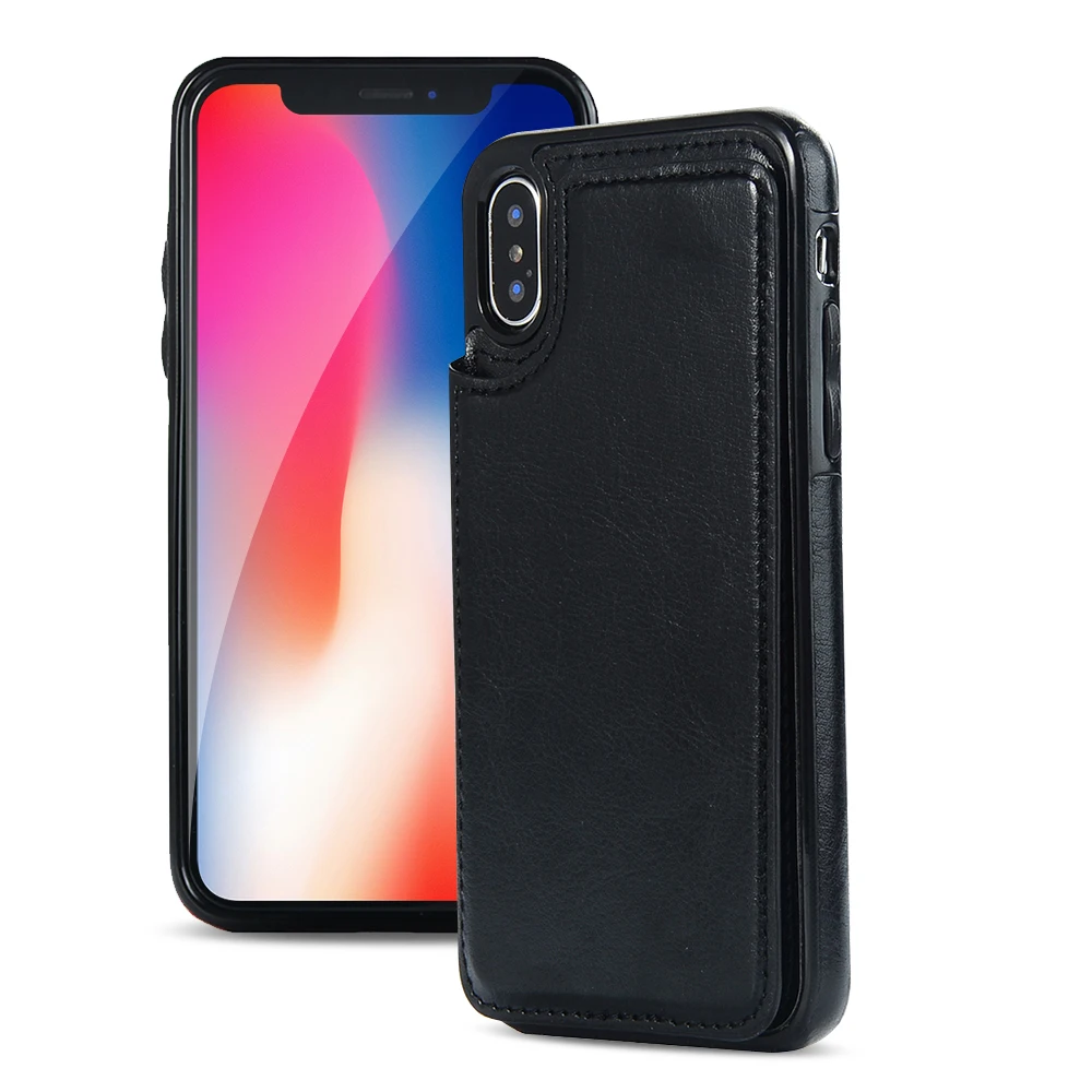 Двухкнопочный Флип-кошелек для iPhone XR XS MAX 8 Plus 7Plus 8 7 6Plus 6S 6 5s 5 Кронштейн чехол из ТПУ