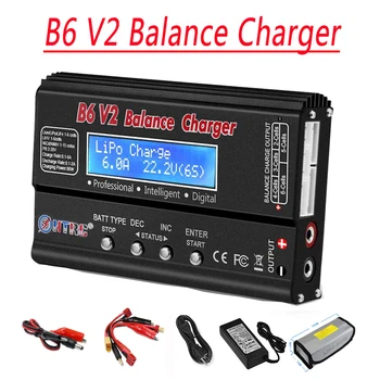

HTRC Battery Balance Charger B6 V2 80W RC Discharge with AC Adapter+8 in 1 Cables + LiPo Safe Battery Guard Explosion Proof Bag