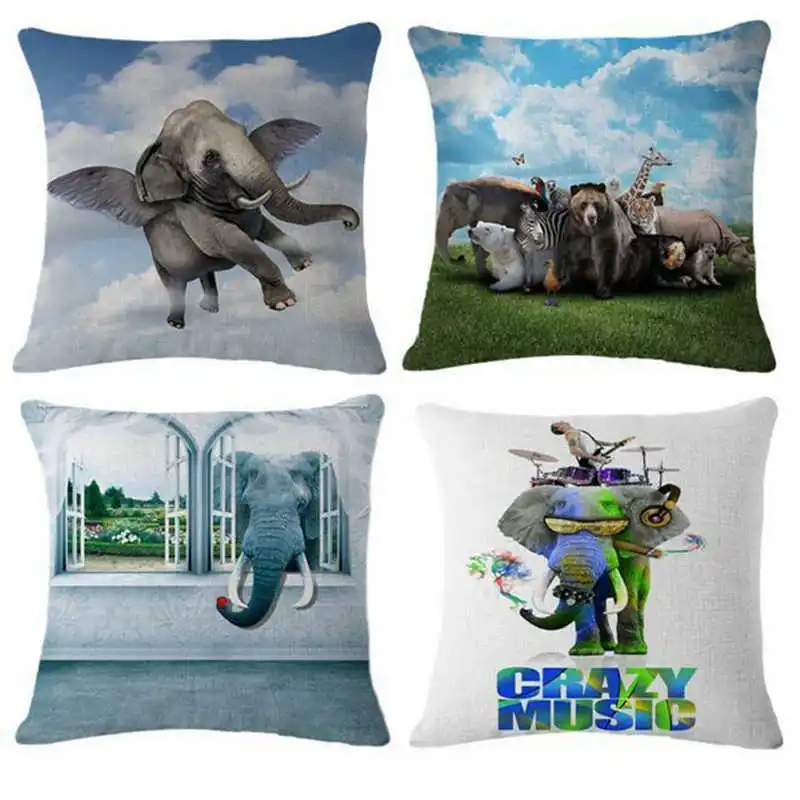 

Animal World Cushion Cotton Linen Throw pillow Cases Sofa Cushion Cover For Home Bedroom Car Decor
