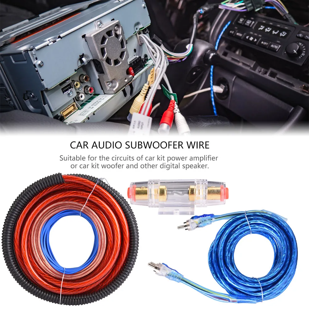 Qii lu Car Audio Subwoofer Wire,4 Guage 2800W Car Audio Subwoofer Amplifier Speaker Installation Wire Cable Kit Fuse Suit