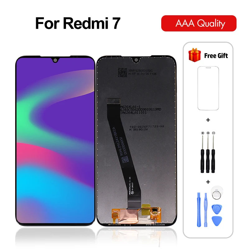 ЖК дисплей и дигитайзер сенсорного экрана в сборе для Xiaomi Redmi 7/7A со стеклом