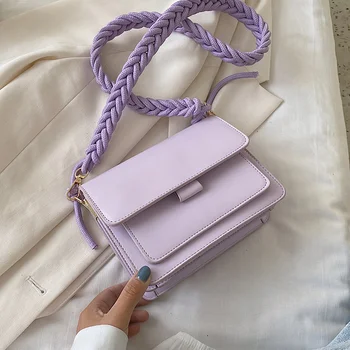 

Braided Shoulder Strap Design PU Leather Mini Shoulder Bags for Women 2020 Summer Crossbody Bags Lady Travel Handbags