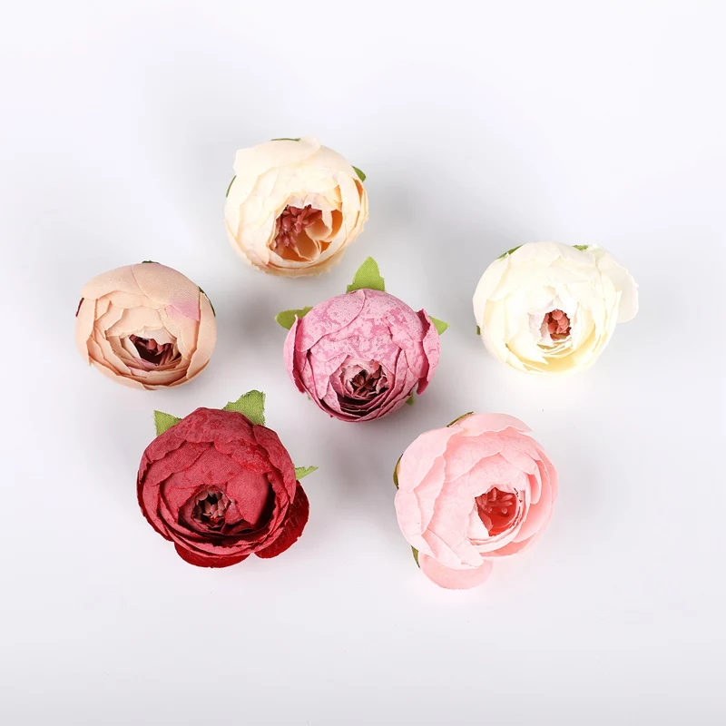 

10 Pieces Artificial flowers Small tea roses head fake diy gifts candy box home decoration accessories wedding bridal clearance