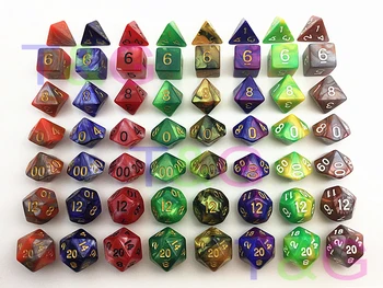 

7pcs/set Mix color Golden Plastic Digital Dice Set dnd,RPG Promotion toy game gift d4-d20