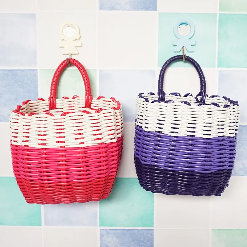 Cute Handbag Plastic Knitted Strap Makeup Organizer for Women Toilet Bag kawaii Basketry eco friendly products small size