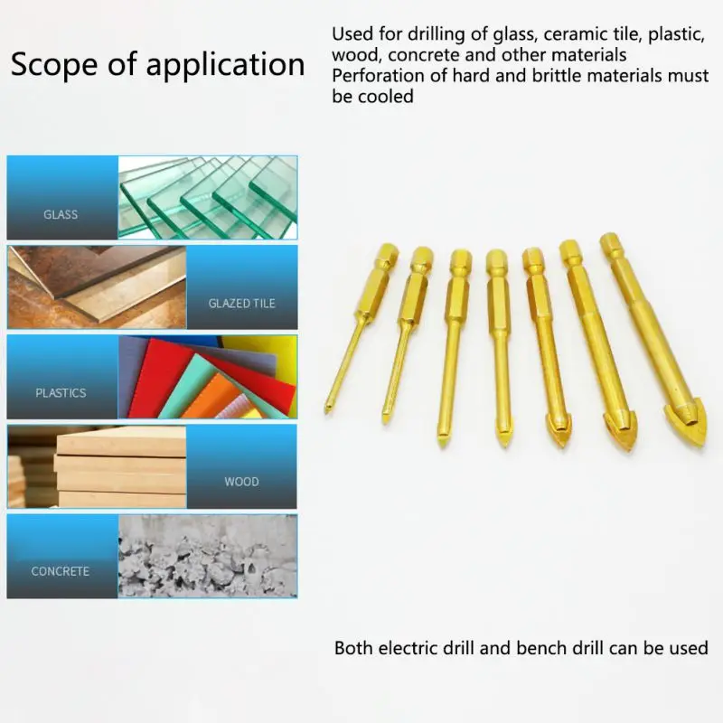 

Outdoor Tools Cemented Carbide Triangular Drill Bit Set Hexagonal Shank Type Triangular Tile Alloy Bits Ceramic Tile Hole Opener
