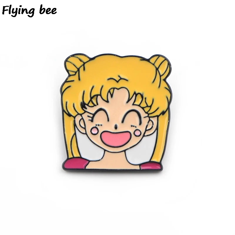 Flyingbee Сейлор Мун Девушки Эмаль Булавка брошка мультфильм коллекция металлическая брошь значок для женщин мужчин Ювелирные изделия Подарки X0413 - Цвет: 3