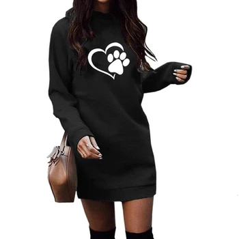 

Dog Paw Letters Print Hoodies For Women Round Neck Long Sleeve Sweatshirts Femmes Tops Hoodies Cotton Female Clothings Print