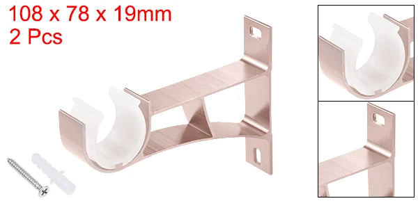 Rose Gold 2 Pack Uxcell карниз кронштейн алюминиевый сплав один держатель Поддержка для 24 мм драпировки стержень, 108x78x19 мм розовый золотой 2 шт - Цвет: Rose Gold 2 Pack