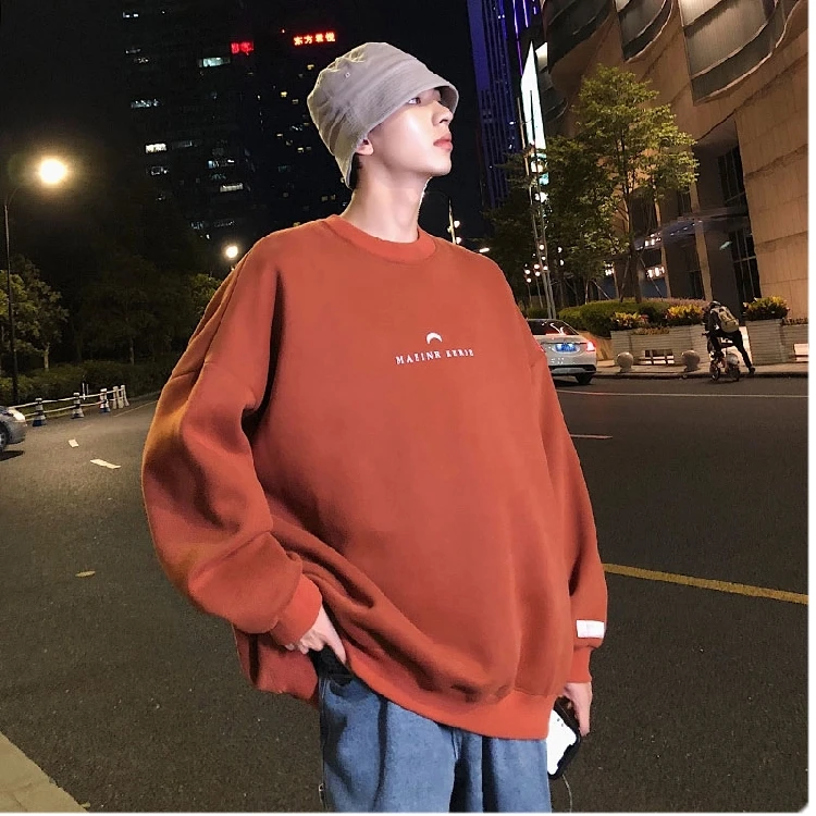 

Privathinker Men 2020 Winter 10 Colors Korean O-Neck Sweatshirts Mens Teen Streetwear Pullovers Tops Male Thick Warm Sweatshirt