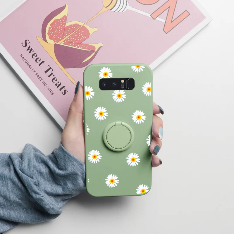 For Samsung Galaxy Note 10 9 8 Case Magnetic Ring Holder Fundas For Samsung GalaxyNote10 GalaxyNote9 GalaxyNote8 Flower TPU Etui kawaii samsung cases Cases For Samsung