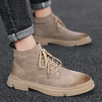 

Fashion Sneakers ankle boots Men Shoes Vintage Handmade Casual Shoes Brand Lace-up Trend Locomotive Shoes Zapatos Hombre o4
