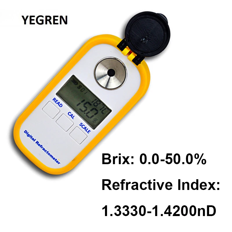 

Digital Refractometer 0-50% Brix Meter Fruit Juice Sugar Concentration Detector Electronic Refractometer