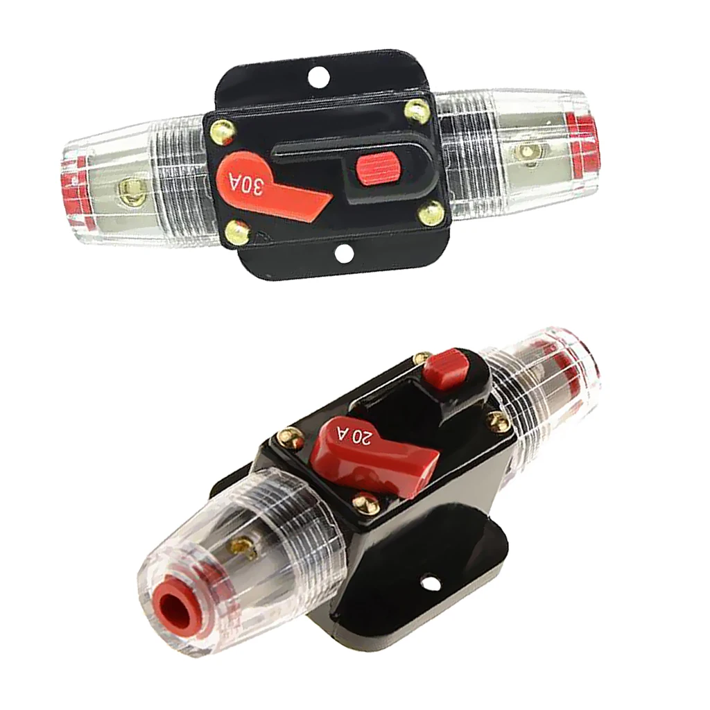 2Pc 12V DC 20A 30A AMP Car Audio Inline Circuit Breaker Fuse Holder Inverter
