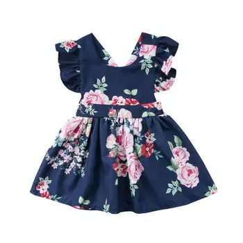 

Emmababy Toddler Kids Baby Girls Ruffles Floral Printed O Neck Party Pageant Tutu Dress Princess Sundress