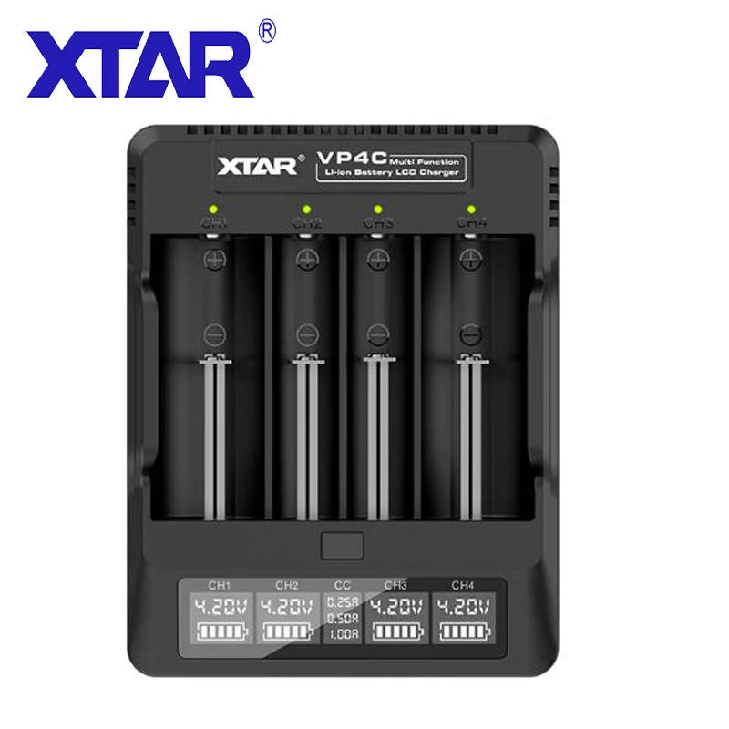 

XTAR VP4C 4 Bay Li-ion Battery Charger Smart Safety Fast Charging 10400-32650 Batteries Carregador USB Cargador 18650 Charger