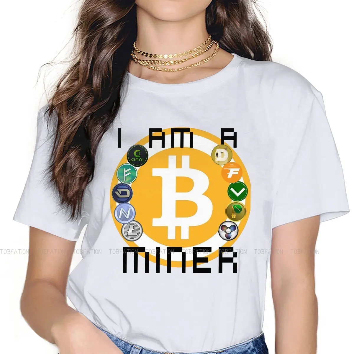 Я Майнер Специальная футболка для девочек Биткоин BTC XBT блок блоков 5XL графическая