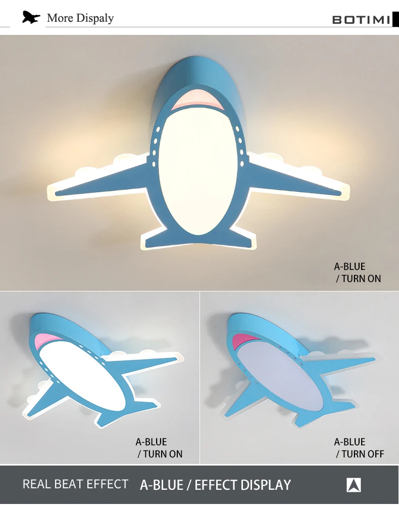 BOTIMI детский светодиодный потолочный светильник в форме самолета для спальни и мальчиков, потолочный светильник синего цвета для девочек