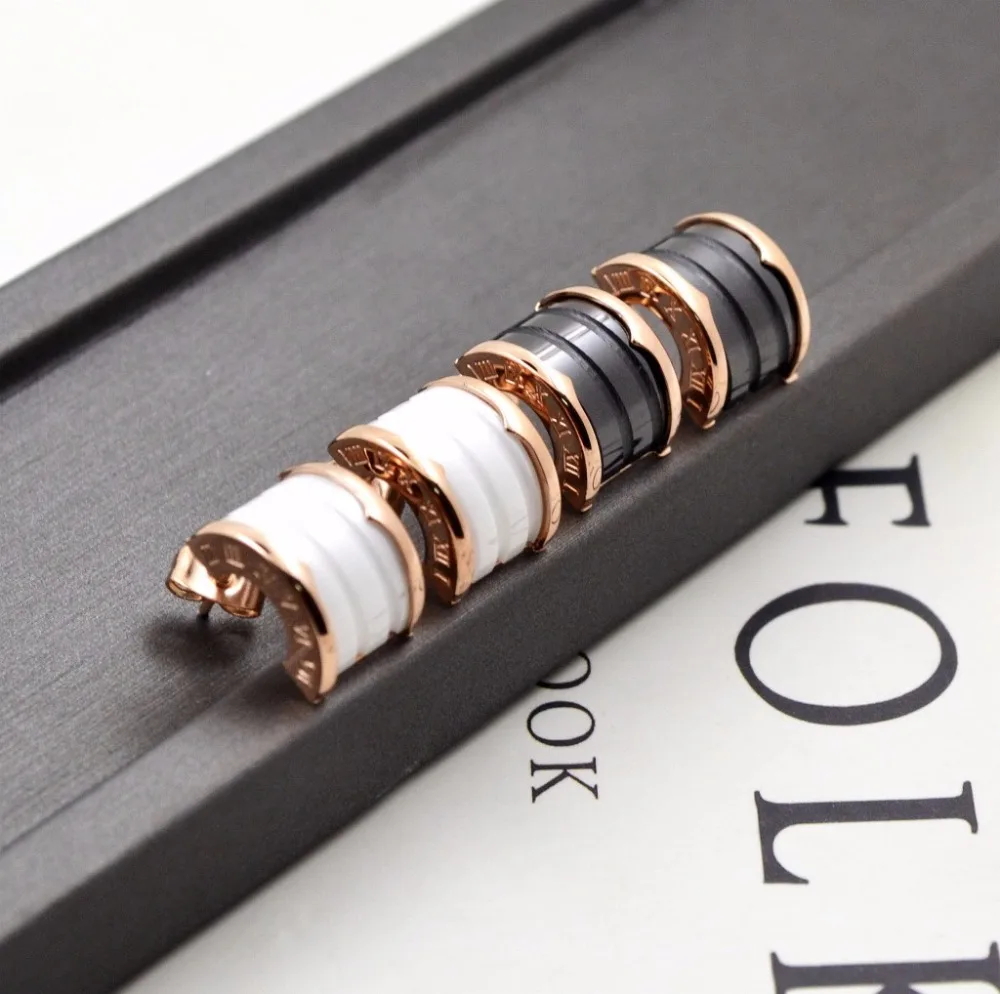 Известная марка ювелирных изделий "Роза" Бог черные керамические серьги, белого цвета в римском стиле серьги с цифрами серьги-гвоздики для подарки женщине на день рождения