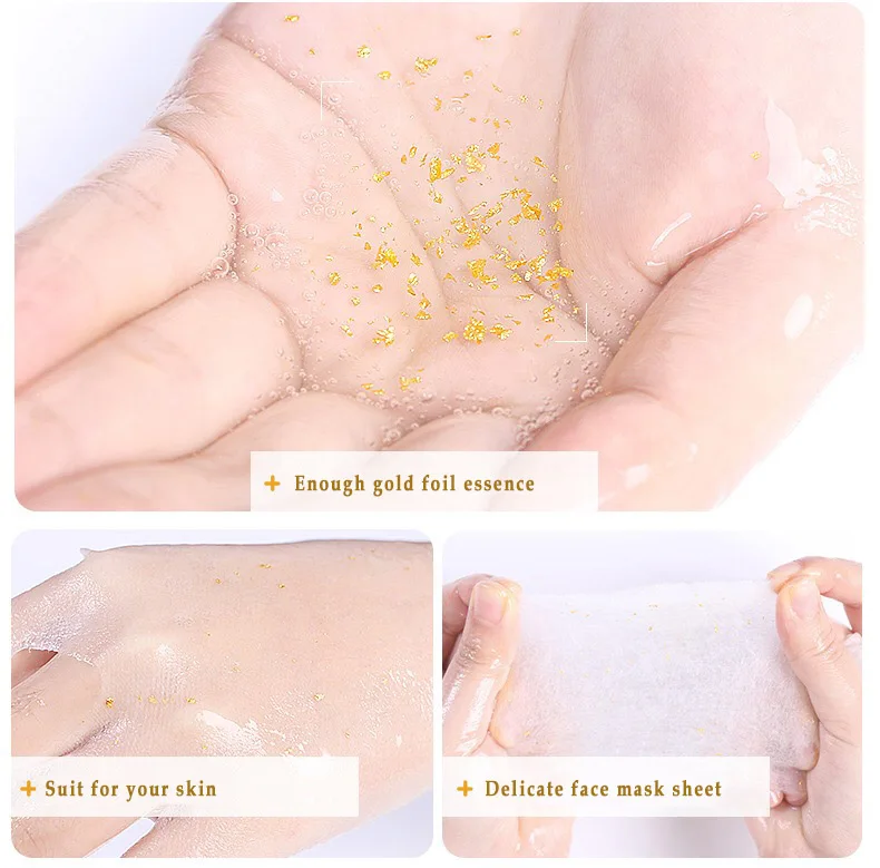Ready to ship 24k gold foil skin moisturizing facial mask sheet firming face mask