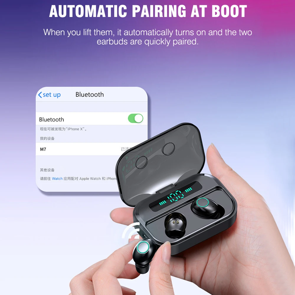 HANGRUI Новинка TWS Bluetooth 5,0 наушники спортивные стерео беспроводные наушники светодиодный дисплей наушники с микрофоном зарядная коробка PK Q32 F9