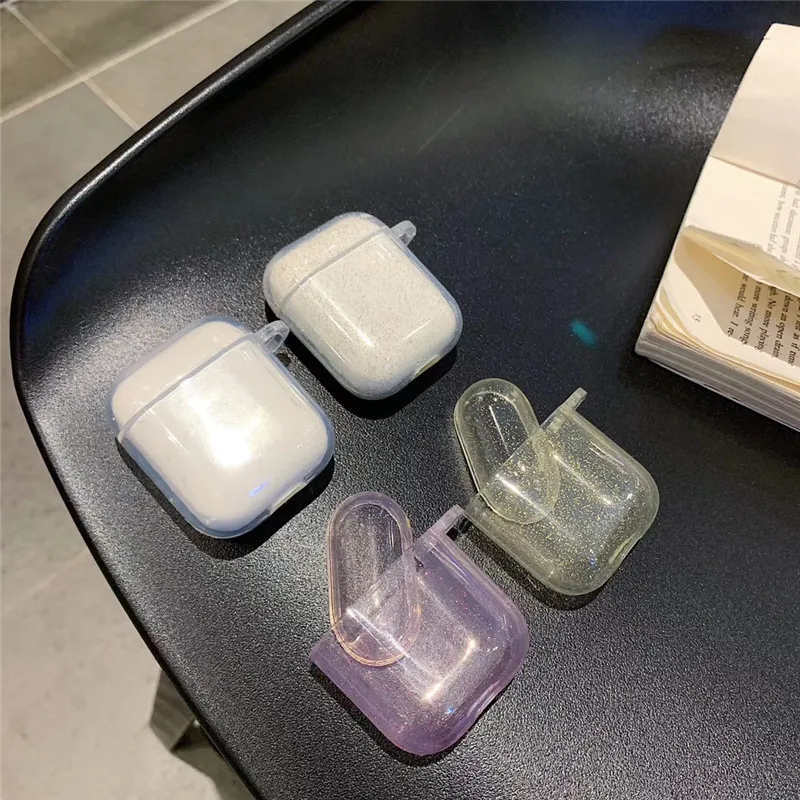 Для AirPod 2 Чехол 3D Блестящий Прозрачный мультяшный мягкий силиконовый беспроводной кожухи головных телефонов для Apple Airpods чехол милый чехол Funda